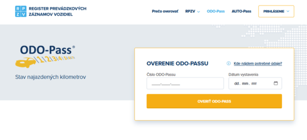 Overenie existujúceho ODO-Passu. Zdroj: rpzv.sk